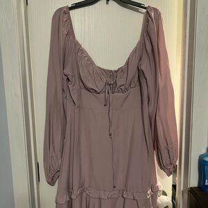 Elegant Mauve Long Sleeve Dress